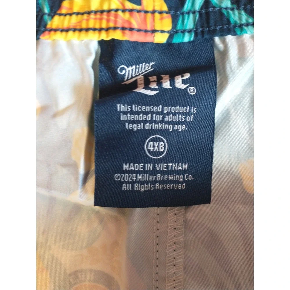 Miller Lite Swim Shorts Men's Floral 4XB Trunks Beer Logo‎ Swim Trunks Beach NWT